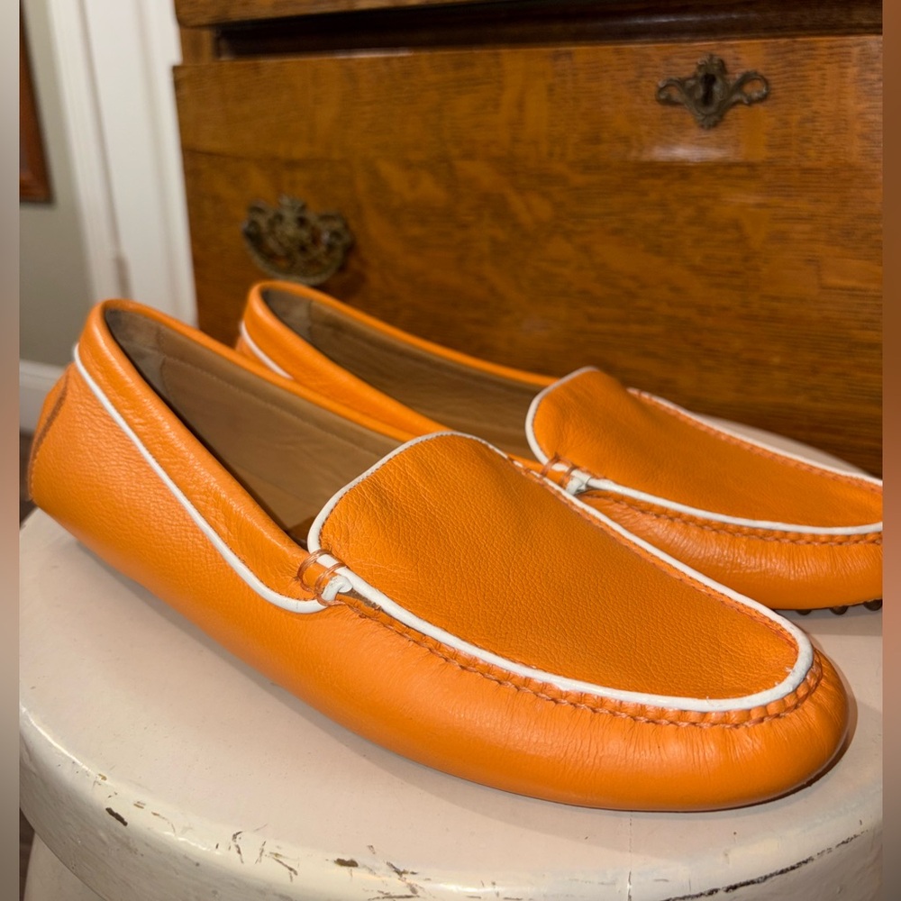Patricia Green Orange Leather Loafers